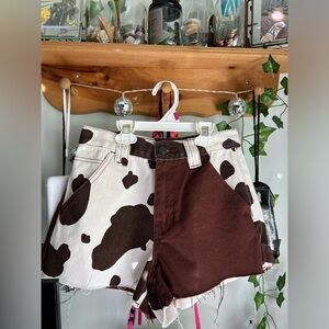 PacSun cow print denim shorts